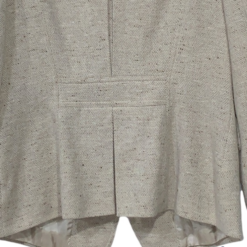 Escada Cashmere Old Money Wool Blazer Herringbone Tweed Oatmeal Ecru Tan Sz 36 - Picture 7 of 9